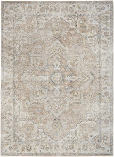 Моющийся коврик Oriental Power Loom бежевого цвета размером 5 X 7 дюймов