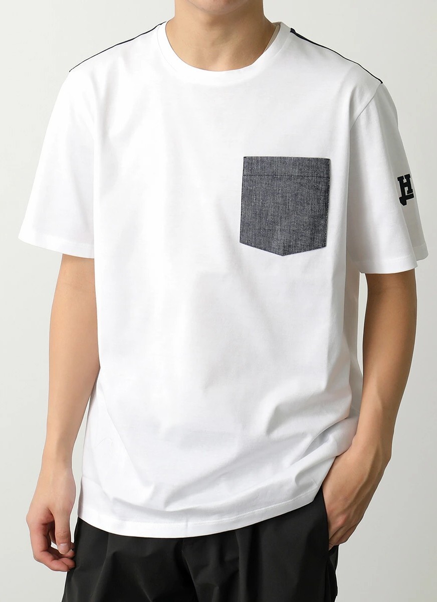 Tシャツ・カットソー HERNO Men T Shirts JG000174U520031000 WHITE New Mens Herno White Crew Neck Chest Pocket Jersey T Shirt
