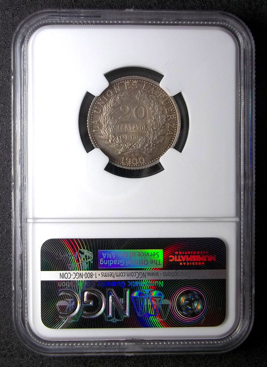 BOLIVIA - 1900 - PATTERN - 20 CENTAVOS - KM-Pn51 - NGC UNC - 20C - SILVER
