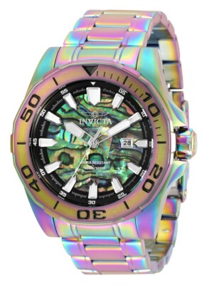 INVICTA PRO DIVER 48MM QUARTZ ABALONE STAINLESS WATCH IRIDESCENT 36276 DETAILS