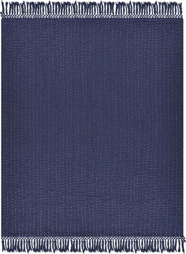 Голубое хлопчатобумажное одеяло Kantha размером 60 X 50 см с вышивкой