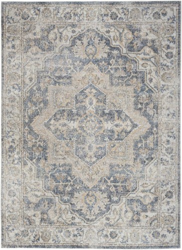 Моющийся коврик Oriental Power Loom серого цвета размером 7 X 9 дюймов