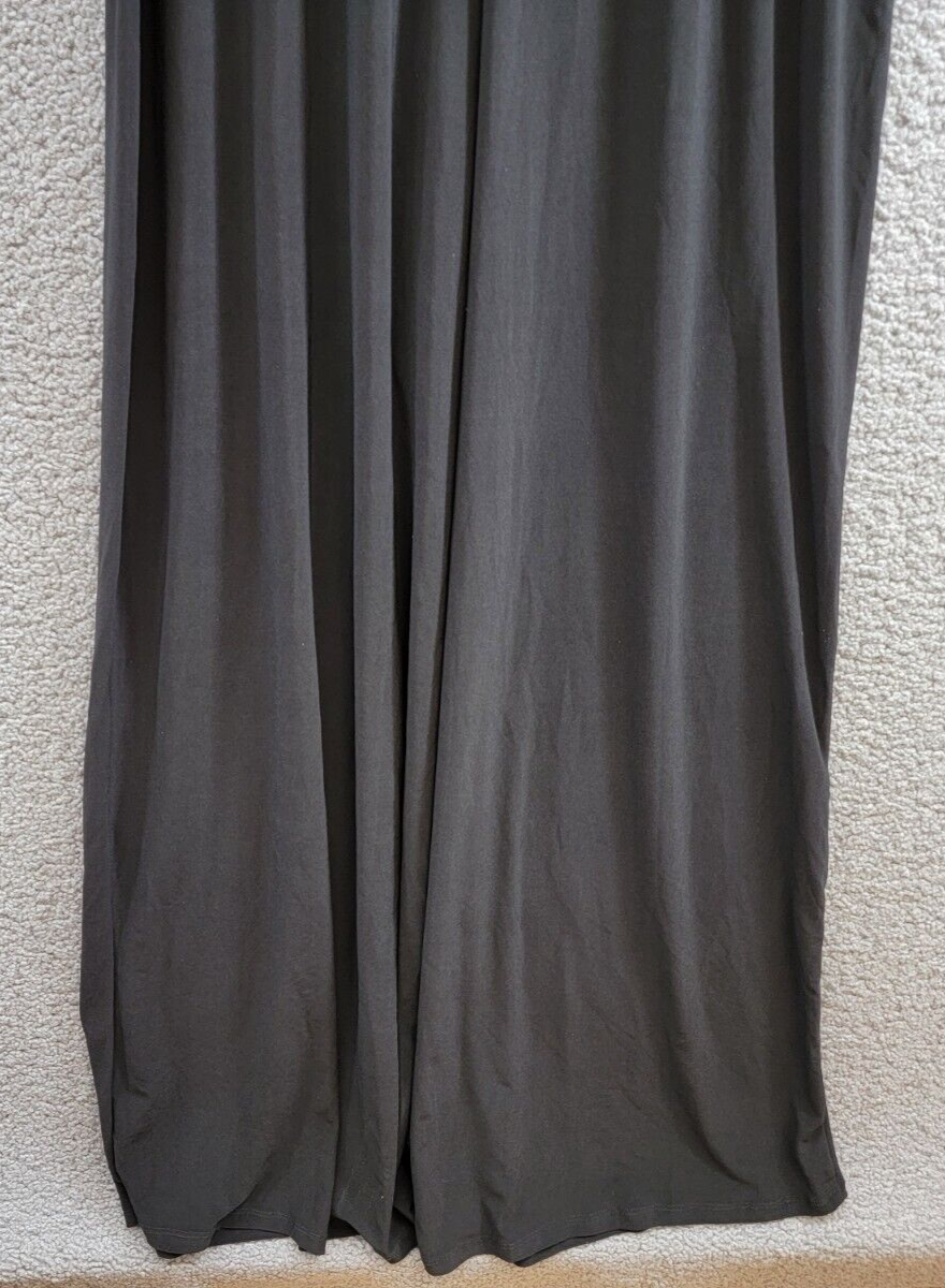 MSK Embellished Ladder-Sleeve Wide-Leg Jumpsuit Women's M Black Round Neck Zip~ - Picture 15 of 18