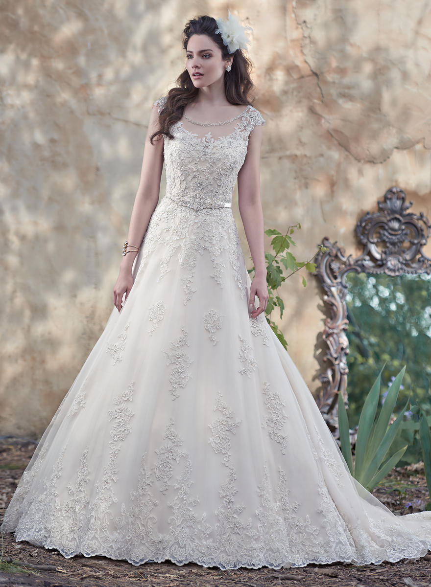 1250W MAGGIE SOTTERO SZ 12 MORGAN 6MS186 IVORY LACE  $2445 WEDDING GOWN DRESS