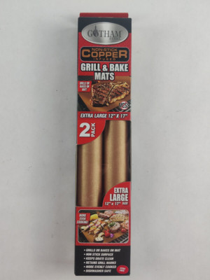 GOTHAM STEEL Extra Large 12'' x 17'' Non-Stick Copper Infused Grill & Bake Mat 2Pk