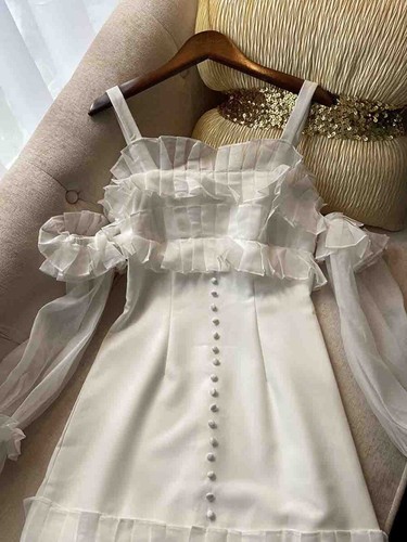 Pre-owned Handmade Custom Made To Order Women's Off The Shoulder Mini Ruffle Dress Plus 1x-10x L716 In White