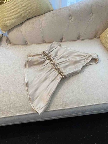 Pre-owned Handmade Custom Made To Order One Shoulder Asymmetric Top/wide-leg Suit Plus 1x-10x L778 In Beige