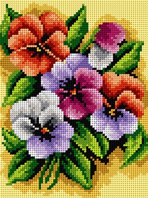 Orchidea Needlepoint canvas for halfstitch without yarn A Bunch of Pansies 2482F
