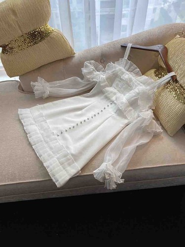 Pre-owned Handmade Custom Made To Order Women's Off The Shoulder Mini Ruffle Dress Plus 1x-10x L716 In White