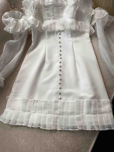 Pre-owned Handmade Custom Made To Order Women's Off The Shoulder Mini Ruffle Dress Plus 1x-10x L716 In White
