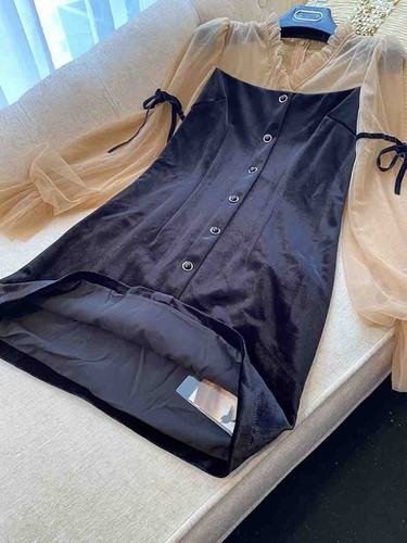 Pre-owned Handmade Custom Made To Order Long Sleeve V-neck Velvet Mini Pencil Dress Plus1x-10x L700 In Black