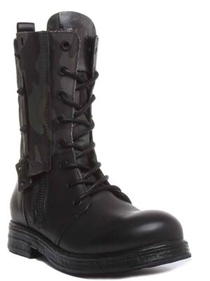 Pre-owned Replay Darling Side Zip With Studd Lace Up Bt In Black Size Us 5 - 11