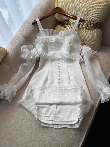 Pre-owned Handmade Custom Made To Order Women's Off The Shoulder Mini Ruffle Dress Plus 1x-10x L716 In White