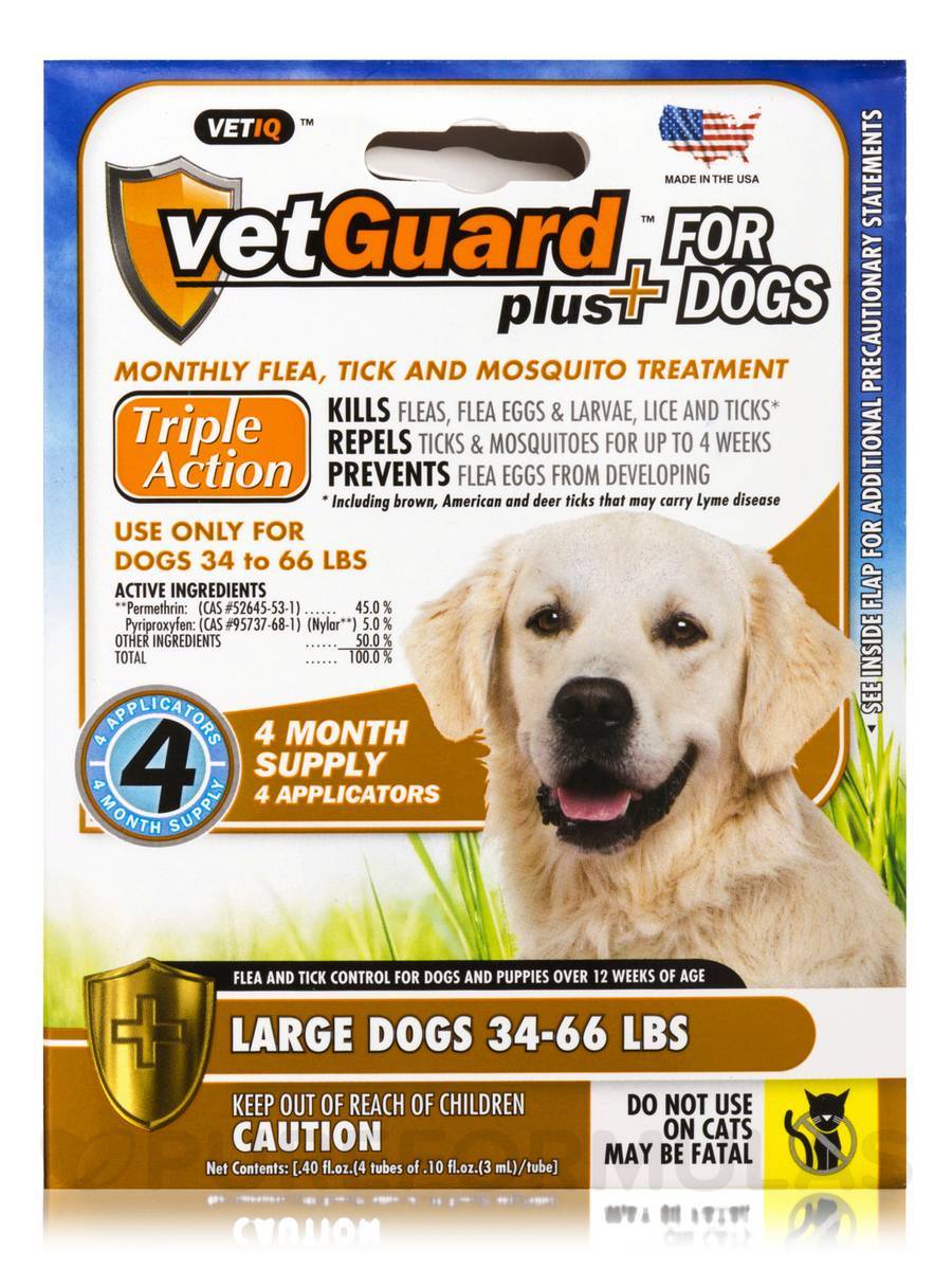 Vet Guard Plus for Large Dogs 34-66 lbs Flea & Tick Treatment 12 Month Supply