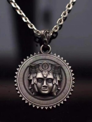 Triple Goddess Matte .925 Sterling Silver Ancient Pagan Deity Pendant Jewlery