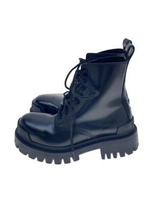 ロングブーツ Balenciaga Black Leather Strike Boots Strike leather lace-up boots in black - Balenciaga | Mytheresa