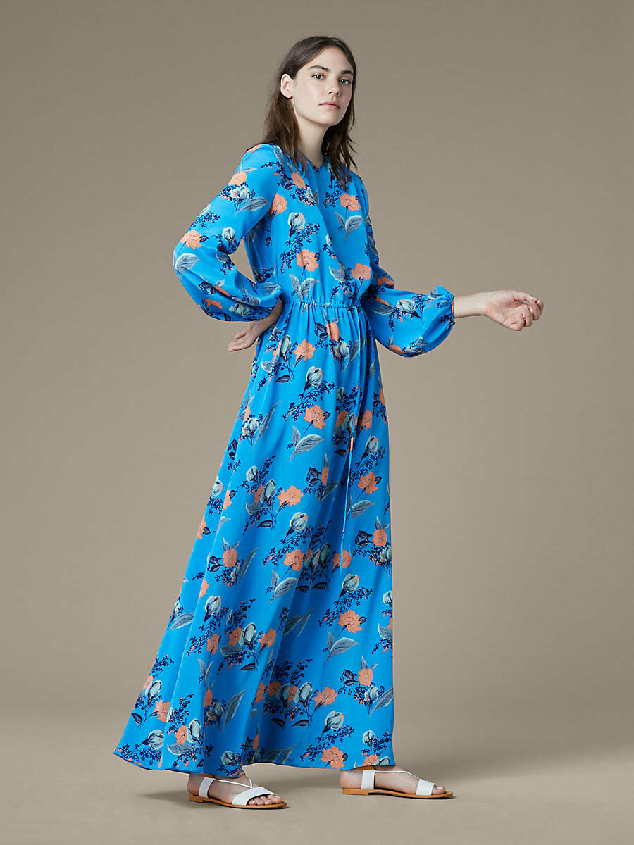 Diane von Furstenberg DVF Silese Floral Print Silk Maxi