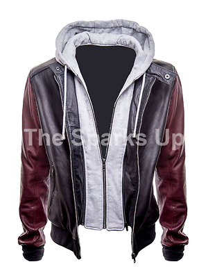 Justice League The Flash Ezra Miller Biker Hooded MEN S GENUINE