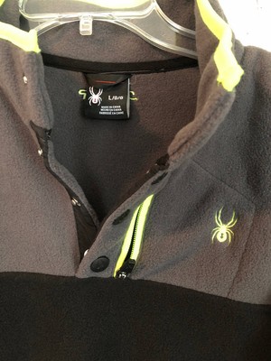NWT Spyder Boys Fleece Pullover Gray Black Yellow Size Large
