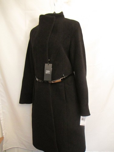 Pre-owned Cinzia Rocca Belted Wool Coat Black