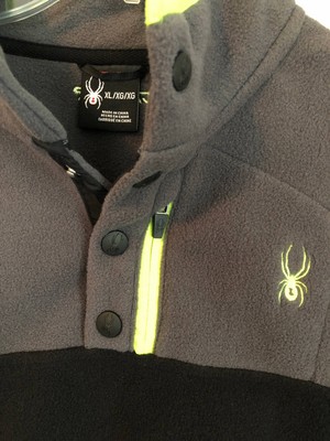 NWT Spyder Boys Fleece Pullover Gray Black Yellow Size XL