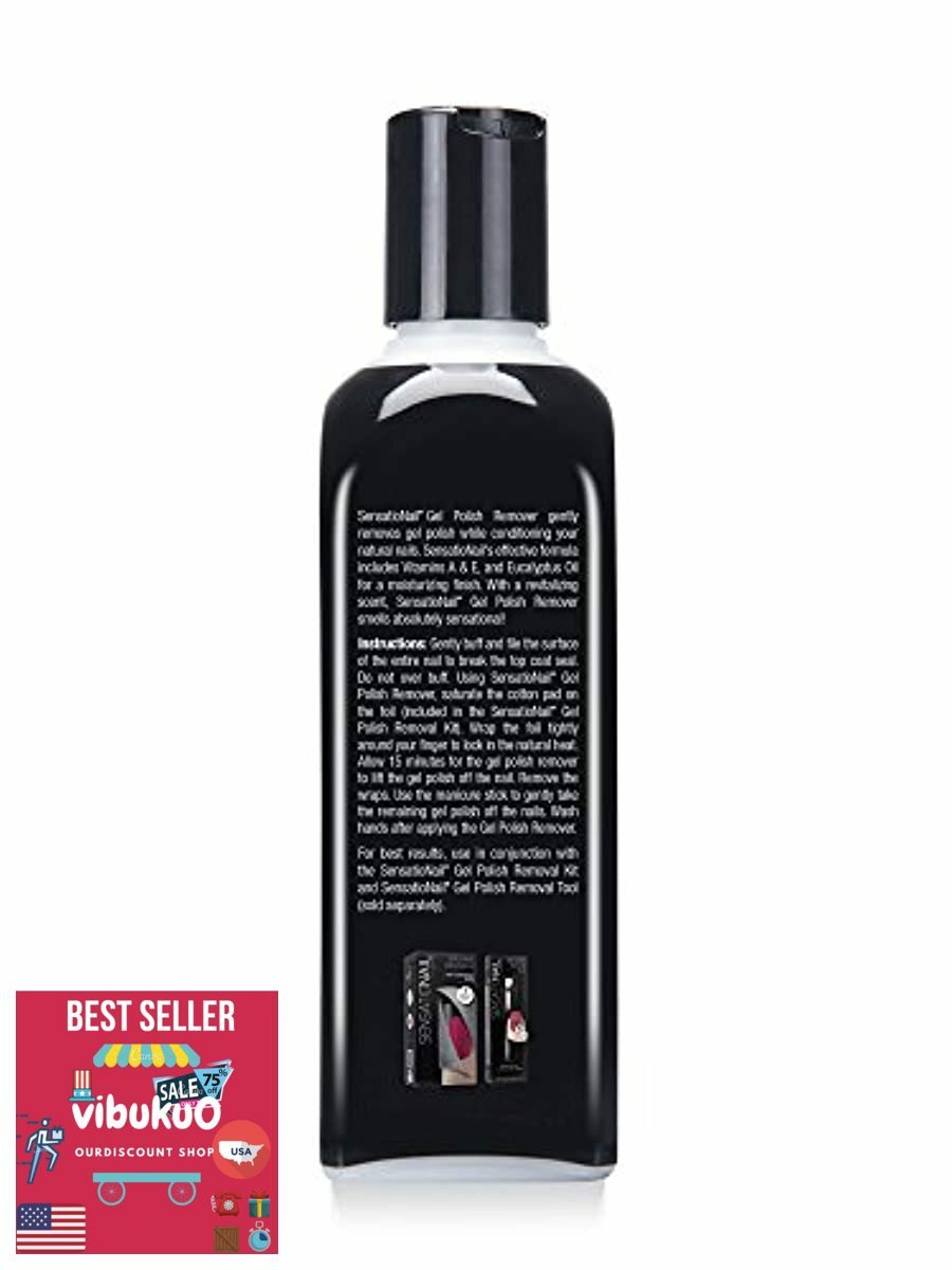 SensatioNail Gel Nail Polish Remover, 8 fl oz, 98% Acetone, Vitamins A & E New