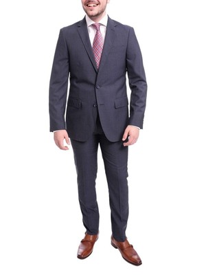 

Мужской черный приталенный однотонный синий шерстяной костюм с 2 пуговицами, куртка и брюки