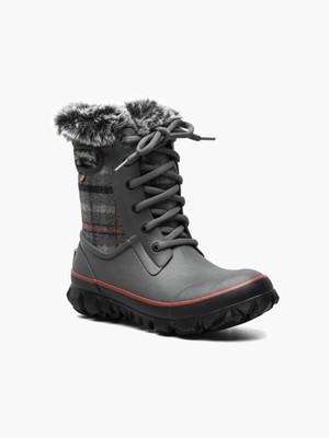 Pre-owned Bogs Women's Arcata Cozy Plaid Winter Boots Dark Gray Multi - 73048-074, Dk Gray