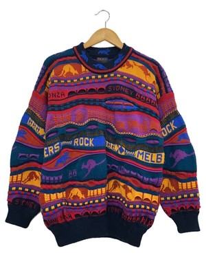 EMAROO 90s Australian 3D Knit Knit Sweater (Thick) -- Wool Multicolor