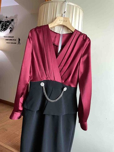 Pre-owned Handmade Custom Made To Order V-neck Contrast Ruffle Satin Hip Wrap Dress Plus1x-10x L815 In Purple/black