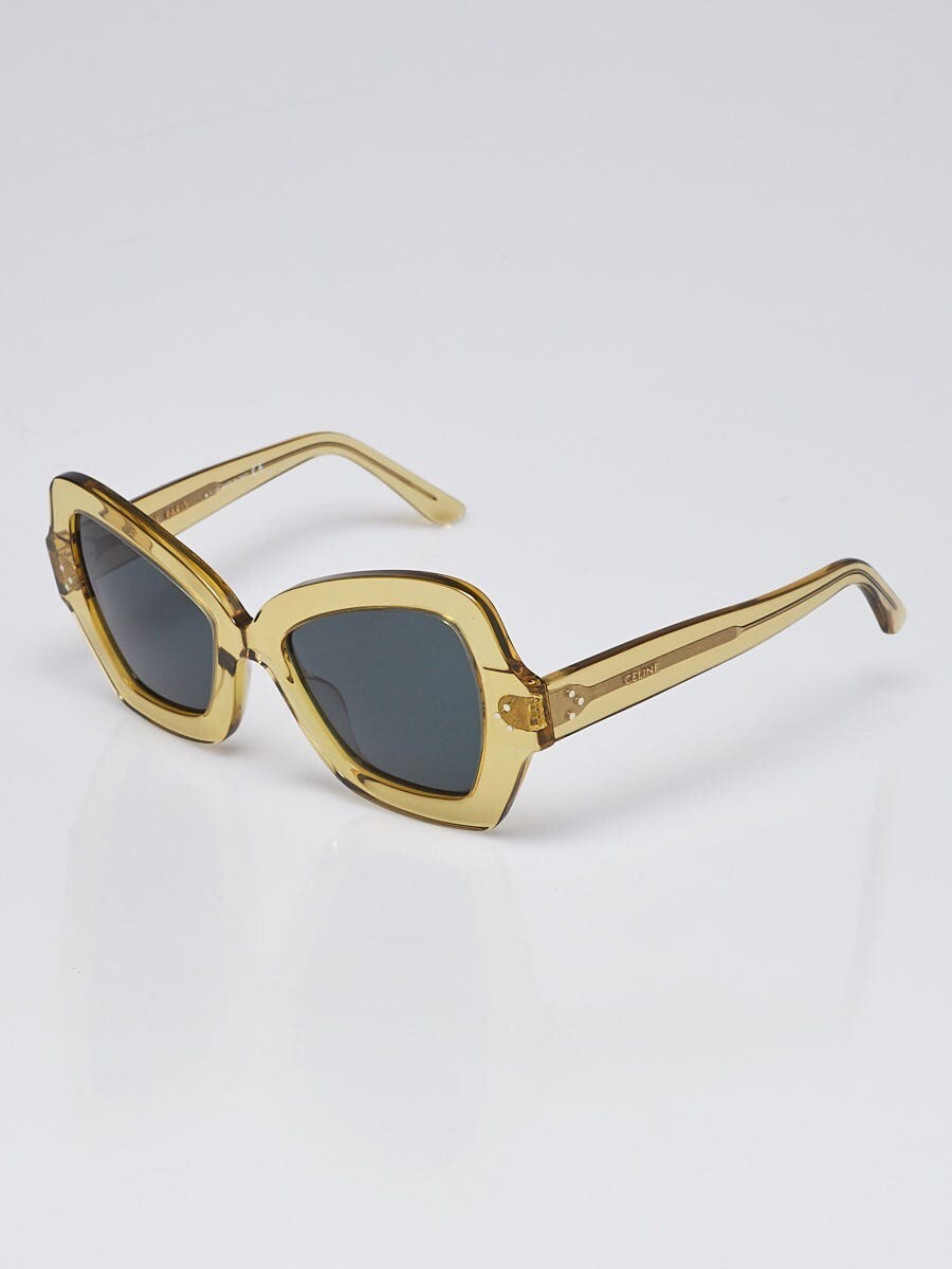 CELINE PARIS YELLOW ACETATE OVERSIZED ANGULAR SUNGLASSES