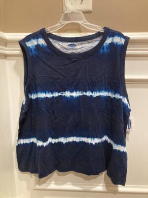 Old Navy NWT Woman's Size XXL  Summery Blue/White Tie-Dye Crop Tank Top