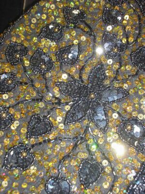 Adini Hand Beaded Hematite & Gold Beaded Juliet Head Cap