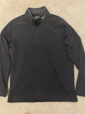 Nike Golf Dri-Fit Tour Performance 1/4 Zip Mock Neck Pullover Size L Black