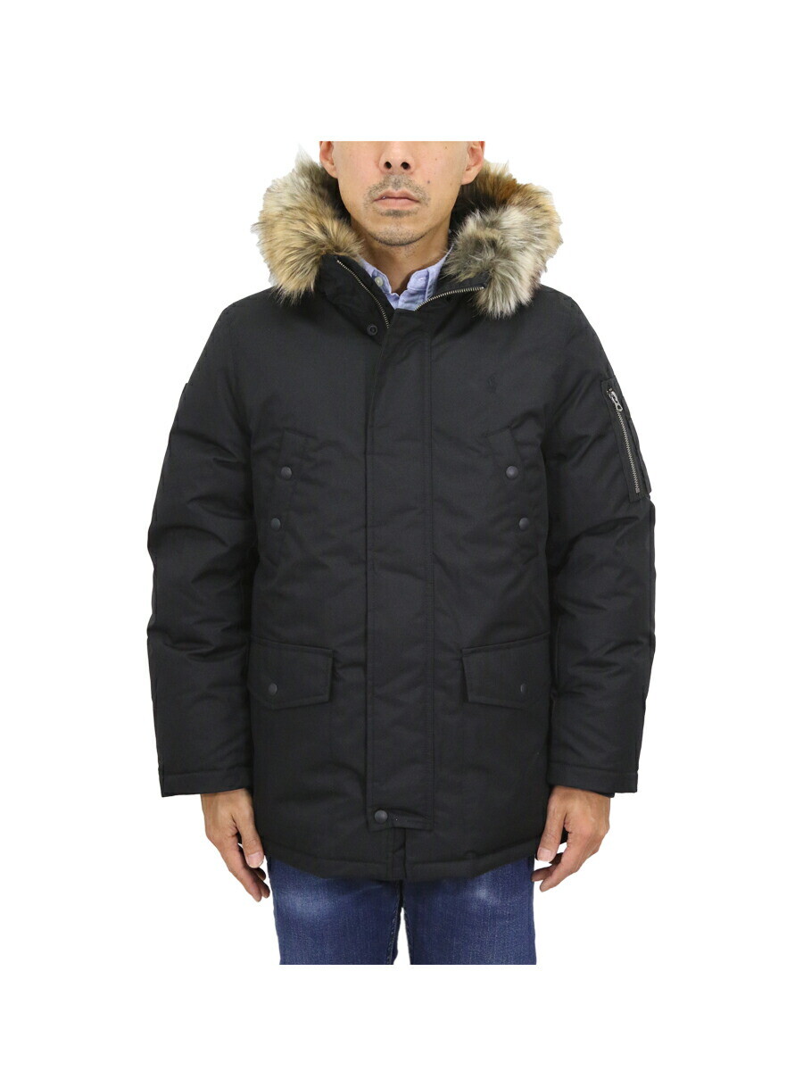 Куртка-пуховик Polo Ralph Lauren Boys N-3B на подкладке - черный с меховым капюшоном