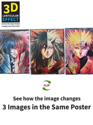 Naruto,Sasuke,Madara-3D Poster 3D Lenticular Flip Effect,3Images In One