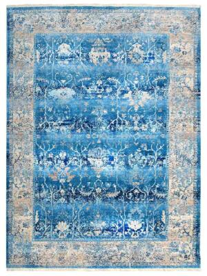 Machine Woven Cross Weave Polyester Area Rug Oriental Blue BBH Homes BBM00074