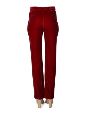 Pre-owned Moschino Boutique  Panné Velvet Pants In Red