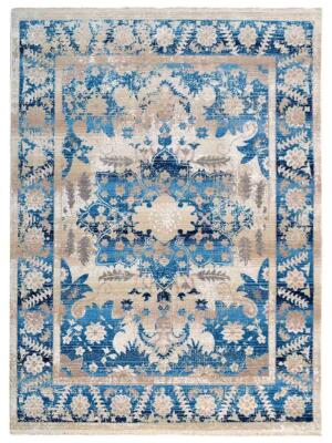 Machine Woven Crossweave Polyester Area Rug Oriental Blue BBH Homes BBM00064