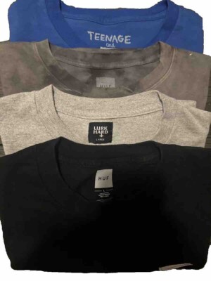 Lot Of 4 Mens Skate Surf T-Shirt Lurk Hard Huf Tie Dye Streetwear - Sz Large