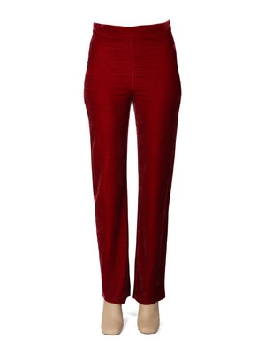 Pre-owned Moschino Boutique  Panné Velvet Pants In Red
