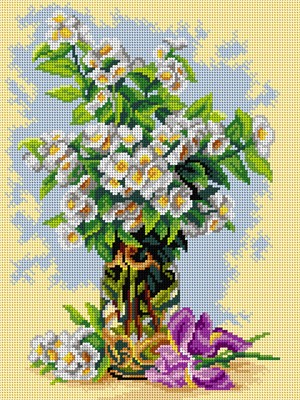 Orchidea Gobelin canvas for halfstitch without yarn after Paul de Longpre - S...