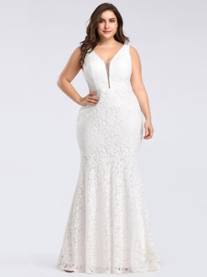 Plus Size Gorgeous Lace Mermaid Wedding Dress