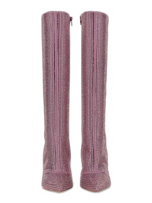 Pre-owned Liu •jo Liu-jo High Boot With Rhinestones In Purple