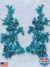 Handmade Shining Rhinestones lace Applique Patches Sewing Beads Sequins Stone Trim Accessories for Wedding Dress one Pair/Bag (Sky Blue)