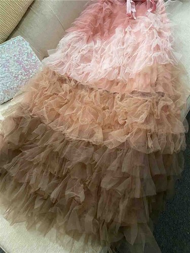 Pre-owned Handmade Custom Made To Order V-neck Layered Party Cocktail Slip Dress Plus 1x-10x L653 In Pink