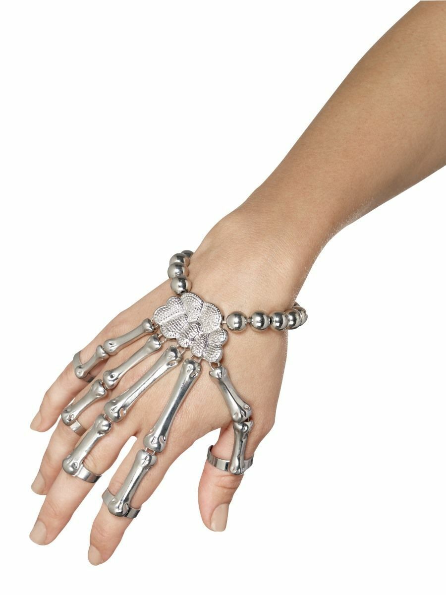 Skelett Hand Armband Ring Damen Schmuck Hände Finger Knochen Halloween Horror