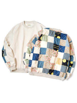 Pre-owned Kapital K Kapital Top Fleece X Profile Rainbowy Quilt 2tone Big Sweatshirt Sweater In Kinari