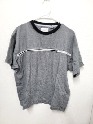 Point Zero Shirt  Mens Medium Gray Striped Y2K  Skater Pullover Shirt Vintage