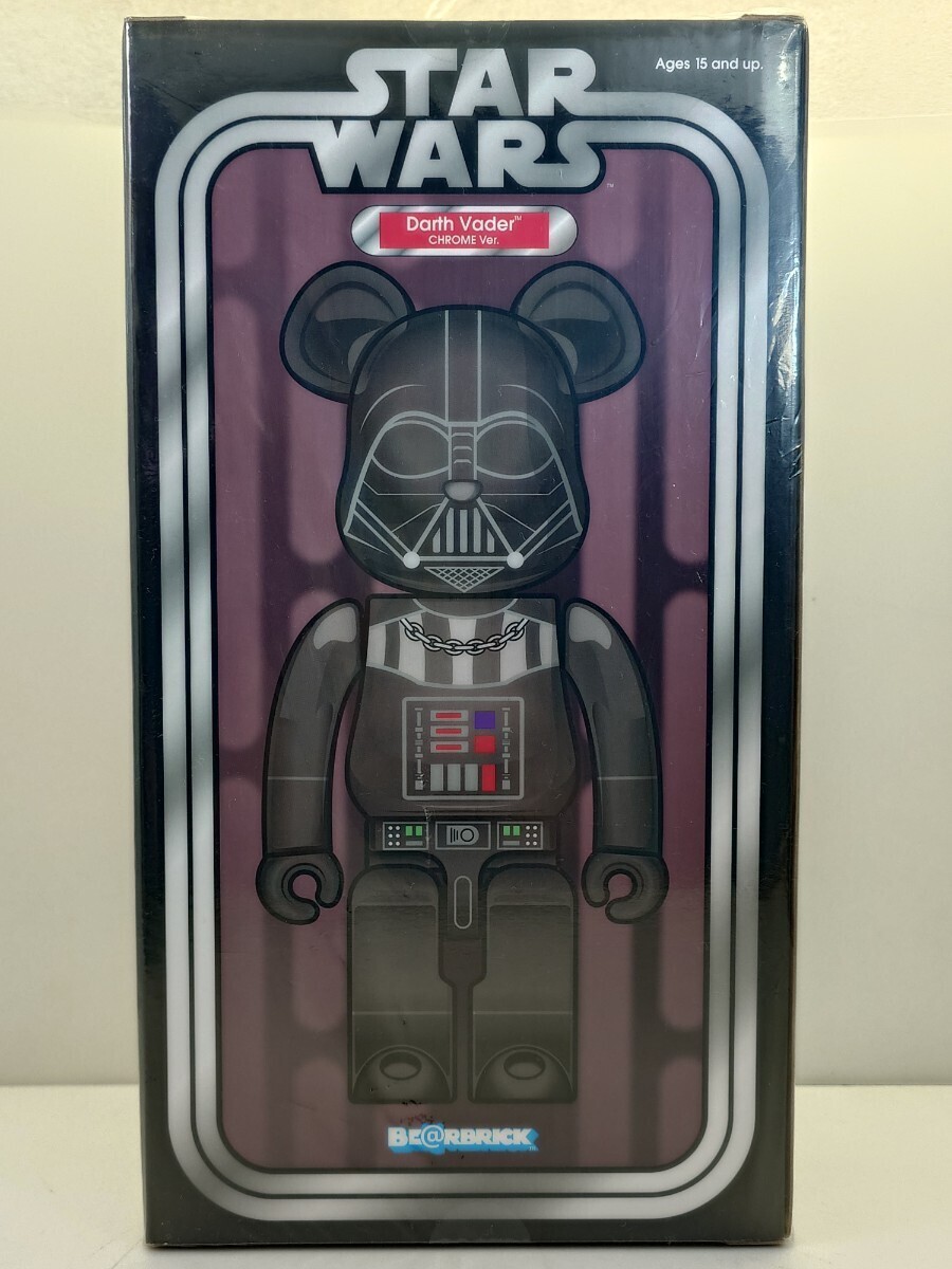 MEDICOM TOY - BE@RBRICK DARTH VADER Chrome 100％ & 400％ BEARBRICK Star Wars Darth Vader CHROME Ver. 400% UNOPENED